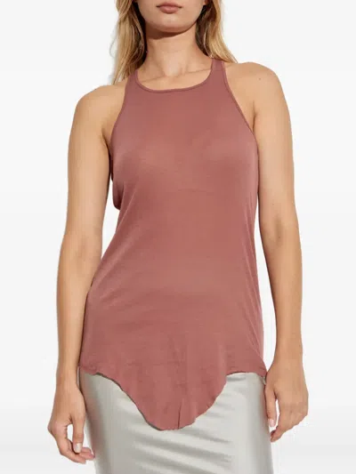 Rick Owens Sleeveless Racerback Top Curved Hem In Red