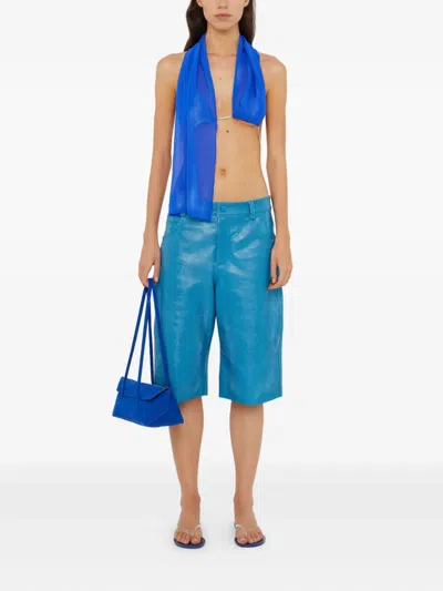 Christopher Esber Chain-bra Silk Top In Blue