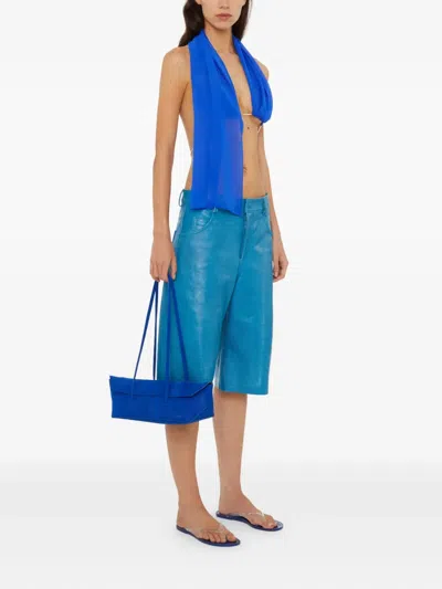 Christopher Esber Chain-bra Silk Top In Blue