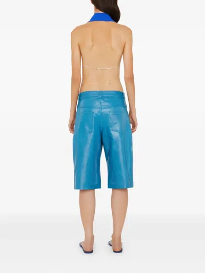 Christopher Esber Chain-bra Silk Top In Blue