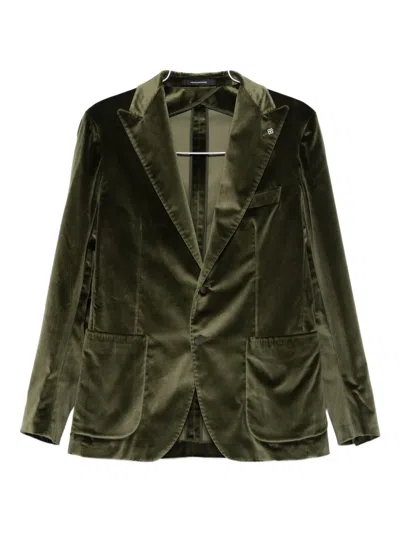 Tagliatore Dark Green Single-breasted Blazer In Green