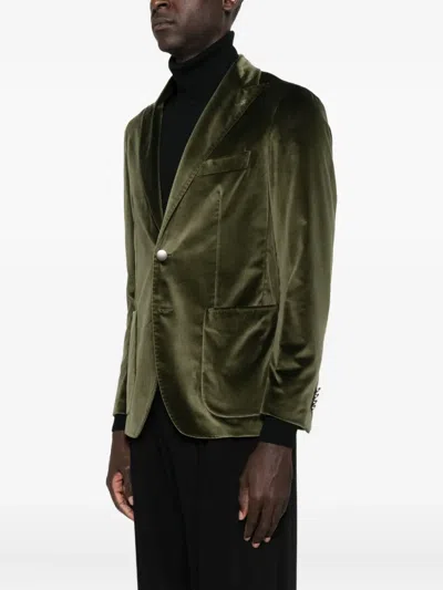 Tagliatore Dark Green Single-breasted Blazer In Green