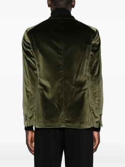 Tagliatore Dark Green Single-breasted Blazer In Green
