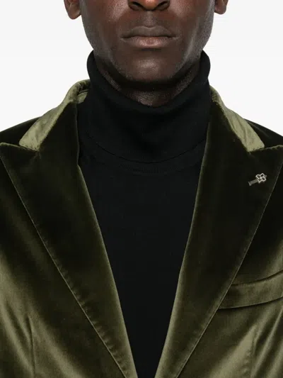 Tagliatore Dark Green Single-breasted Blazer In Green