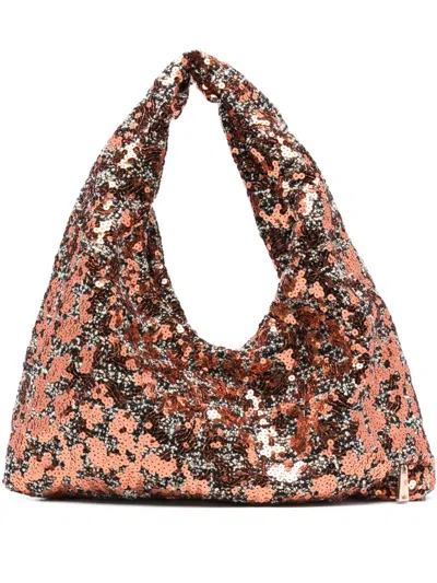 La Milanesa Sequin-embellished Triangle Shoulder Bag In Gold