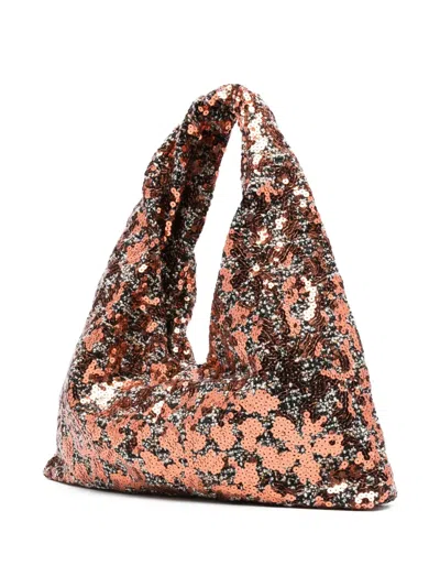 La Milanesa Sequin-embellished Triangle Shoulder Bag In Gold