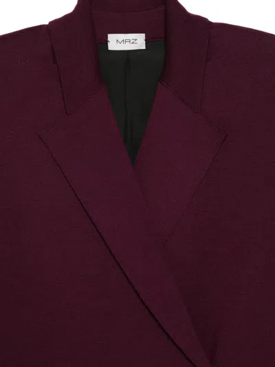 Mrz Double-breasted Virgin Wool Blazer In Burgundy