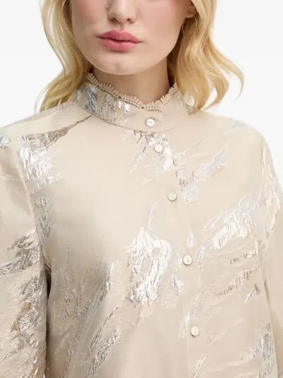 Bruuns Bazaar Metallic-print Balloon-sleeve Blouse In Neutral