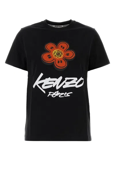 Kenzo Futura Graphic Print Boke Flower T-shirt In Black