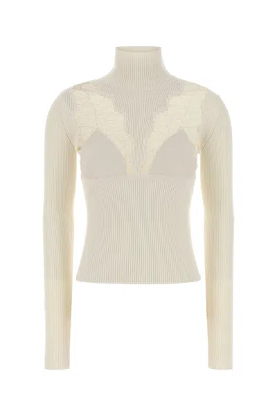 Blumarine Ivory Wool Blend Sweater In White