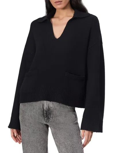 Rag & Bone Gretchin Wool-blend Polo Sweater In Black