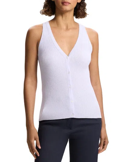 Theory Slim Rib Sweater Vest In White