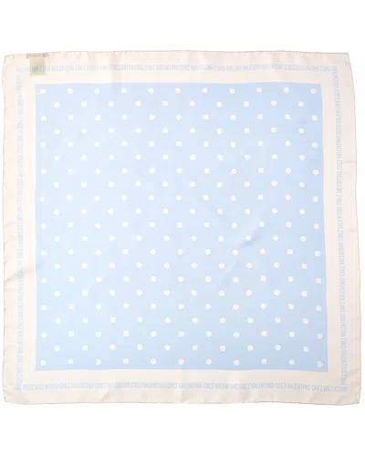 Valentino Chez Polka Dot Printed Silk Scarf In Blue