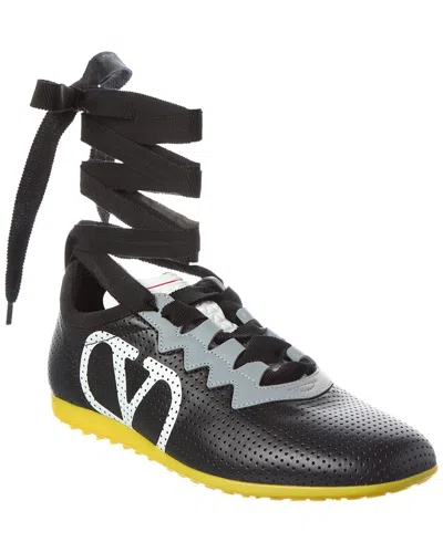 Valentino Garavani Valentino Chromathon Leather Sneaker In Black