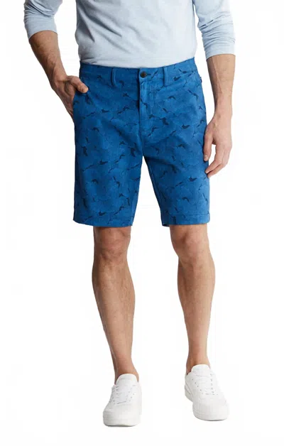 Jachs New York Printed Performance Tech Short In Blue Floral Print In Blue