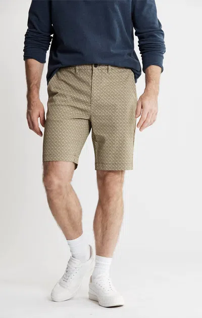 Jachs New York Printed Performance Tech Short In Olive Geo Print In Multi