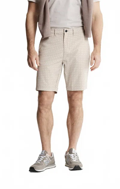 Jachs New York Printed Performance Tech Short In Tan Print In Neutral