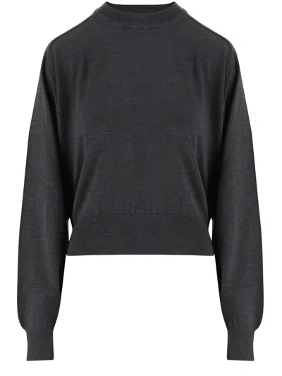 Jacquemus Sweater With Round Neck Brode In Merino Wool In Black