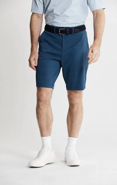 Jachs New York Printed Performance Tech Short In Navy Geo Print In Multi