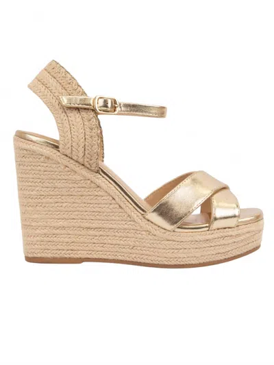 Fortune Dynamic Women's Cross Strap Espadrille Wedge Heel In Gold In Multi