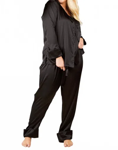 Isayes Silk Pajama Set - Plus In Black In Black