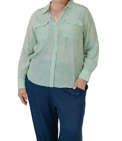 Equipment Slim Signature Button Down Silk Shirt - Plus In Jadesheen Green In Multi