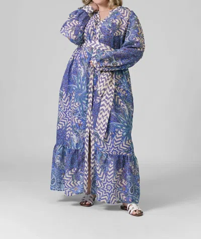 Marie Oliver Hannon Button Down Long Sleeve Maxi Dress - Plus In Anise Breeze In Multi