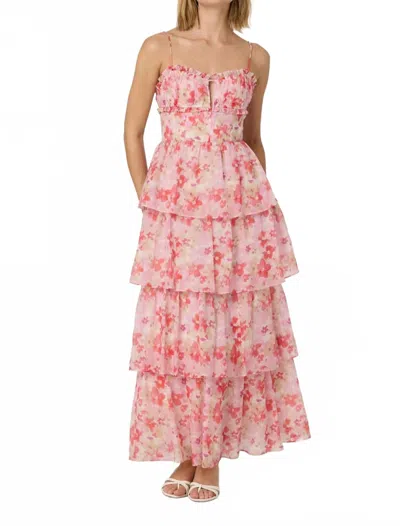Astr The Label Vonnessa Floral Print Tiered Maxi Dress In Pink