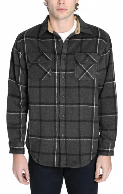 Jachs New York Plaid 2 Pocket Unlined Workshirt In Charcoal Plaid In Gray