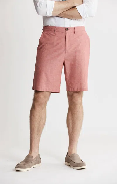 Jachs New York Stretch Chambray Short In Light Red In Pink