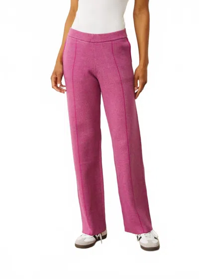 Monrow Soft Knit Two Tone Trouser In Fuchsia In Pink