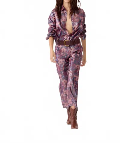 Lanhtropy Women's Astro Metallic Linen Pants In Gerbera Print In Multi