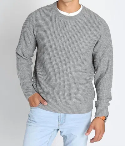 Jachs New York Mixed Stitch Waffle Crewneck Sweater In Grey In Gray
