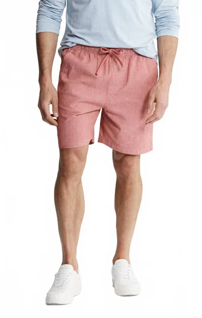 Jachs New York Chambray Pull On Short In Light Red In Pink