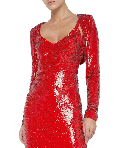 L'agence Rocco Sequin Shrug In Red
