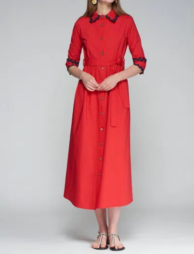 Vilagallo Natalia Rojo Popelin Dress In Red