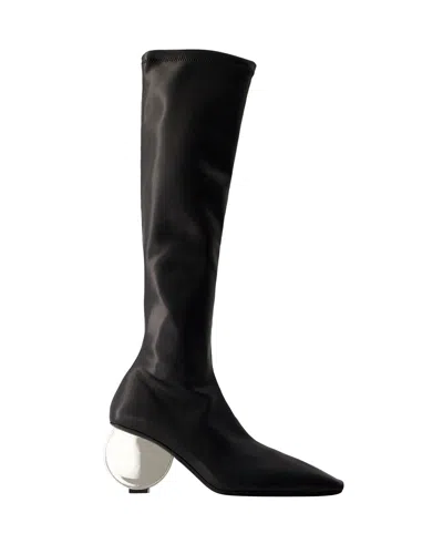 Courrèges Circle 90mm Faux-leather Knee-high Boots In Black