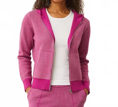 Monrow Soft Knit Two Tone Zip Up Hoody In Fuchsia In Pink