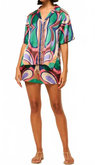 Misa Solange Button-down Top In Butterfly Mirror Allover In Black