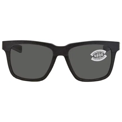 Costa Del Mar Pescador Grey Polarized Glass Square Men's Sunglasses 6s9029 902906 55 In Black