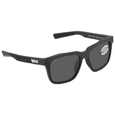 Costa Del Mar Pescador Grey Polarized Glass Square Men's Sunglasses 6s9029 902906 55 In Black