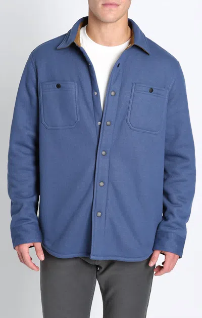 Jachs New York Sherpa Bonded Waffle Snap Workshirt In Blue In Blue