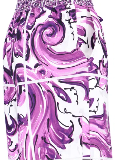 Dolce & Gabbana Majolica-print Poplin Shorts In Purple
