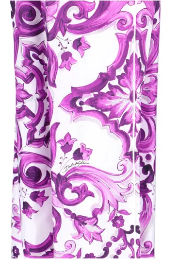 Dolce & Gabbana Majolica-print Twill Trousers In Purple