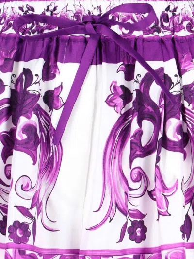 Dolce & Gabbana Majolica-print Twill Trousers In Purple