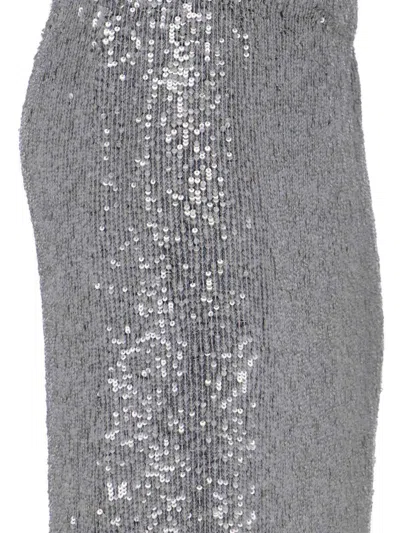 P.a.r.o.s.h Midi Skirt With Elastic Waistband And Sequins In Gray