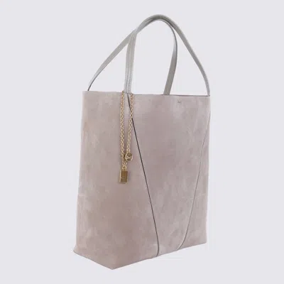 Chloé Chlo Light Grey Leather Spin Totes In Gray