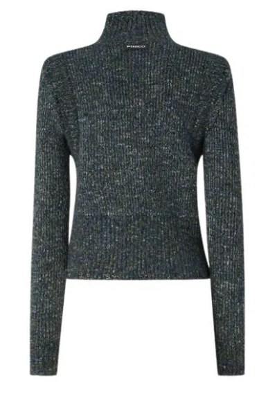 Pinko Knit Turtleneck With Cable Stitch In Gray
