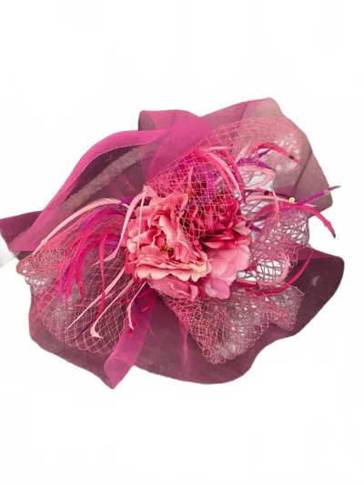 Whittall And Shon Fascinator Hats In Color Fuchsia Peony & Rose Fascinator In Multi