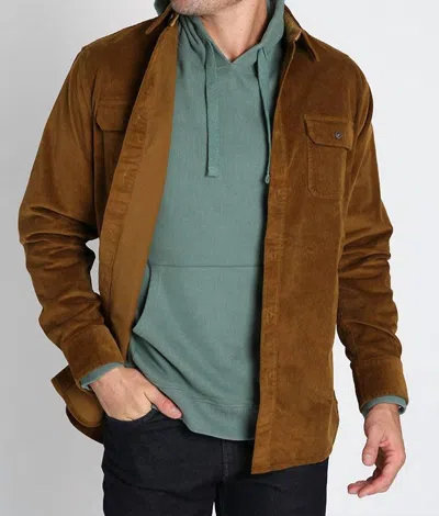 Jachs New York Stretch Corduroy Overshirt In Mahogany In Multi